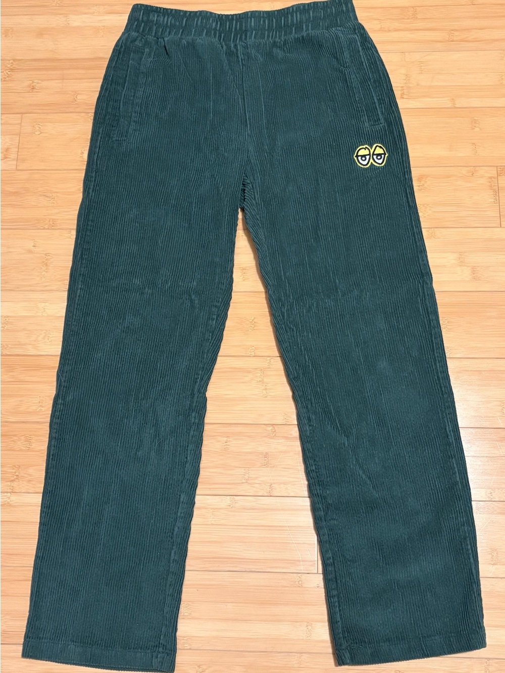 Y2K Forest Green Corduroy Pants Krooked Eyes Retro Y2K Skateboard